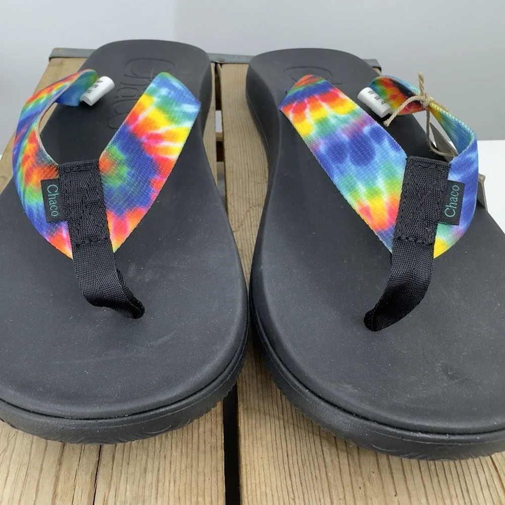 NEW Chaco Mens size 13 46 Sandals Rainbow Pride Flip Flops Chillos‎ LGBQT+ Tags